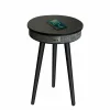 Masă inteligentă cu Bluetooth 5.0, sistem audio 20W și încărcare wireless – Neagra, design modern cu MDF și lemn de stejar