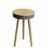 Mesa inteligente con Bluetooth 5.0, sistema de audio de 20 W y carga inalámbrica – tono roble, diseño refinado en MDF y madera de roble