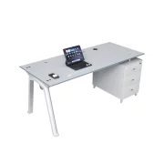 Modern íróasztal edzett üveglappal és ergonomikus műbőr székkel – Prémium dizájn, elegancia és kényelem