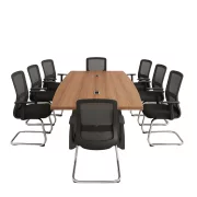 Set Forest Prime &amp; Novaris - Masa de conferinta si Scaun de birou ergonomic, cu picioare de aluminiu