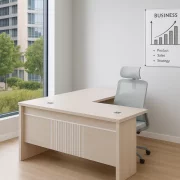 Set complet birou directorial cu dulap lateral și scaun ergonomic – eleganță, funcționalitate și confort premium pentru spațiul tău de lucru.