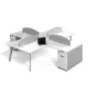 Birou operational, statie de lucru cu 4 posturi si dulapuri integrate, design modern și elegant, calitate premium, dimensiuni 2400*2800*750