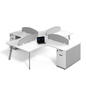Birou operational , statie de lucru cu 4 posturi si dulapuri integrate  ,design modern și elegant ,calitate premium , dimensiuni 2800*2800*750