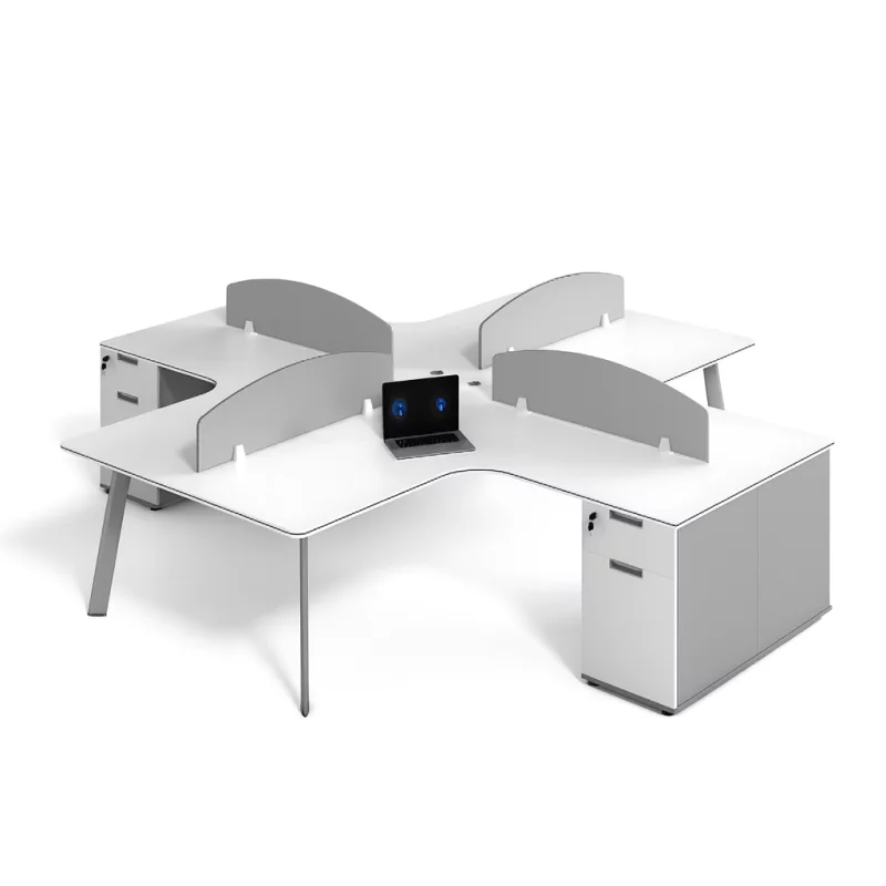 Birou operational , statie de lucru cu 4 posturi si dulapuri integrate  ,design modern și elegant ,calitate premium , dimensiuni 2800*2800*750
