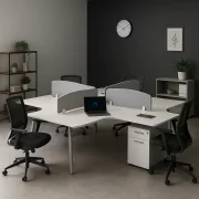 Birou operational , statie de lucru cu 4 posturi si dulapuri integrate  ,design modern și elegant ,calitate premium , dimensiuni 2800*2800*750