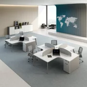 Birou operational , statie de lucru cu 4 posturi si dulapuri integrate  ,design modern și elegant ,calitate premium , dimensiuni 2800*2800*750