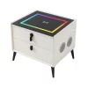 Noptiera inteligenta cu încărcare wireless și iluminare LED –culoare alb, 2 Sertare de depozitare, difuzor Bluetooth