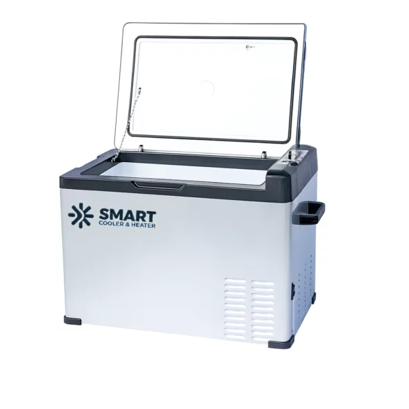 Autós hűtő kompresszorral, Smart Cooler 40L, 12/24 V, LCD kijelzővel és Bluetooth-tal, zöld adóval együtt – ÚJRACSOMAGOLT TERMÉK!
