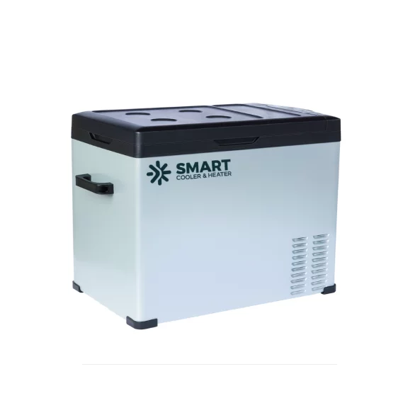 Autós hűtő kompresszorral, smart cooler 50L, 12/24 V, LCD kijelzővel és Bluetooth-szal, zöld adóval együtt – ÚJRACSOMAGOLT TERMÉK!