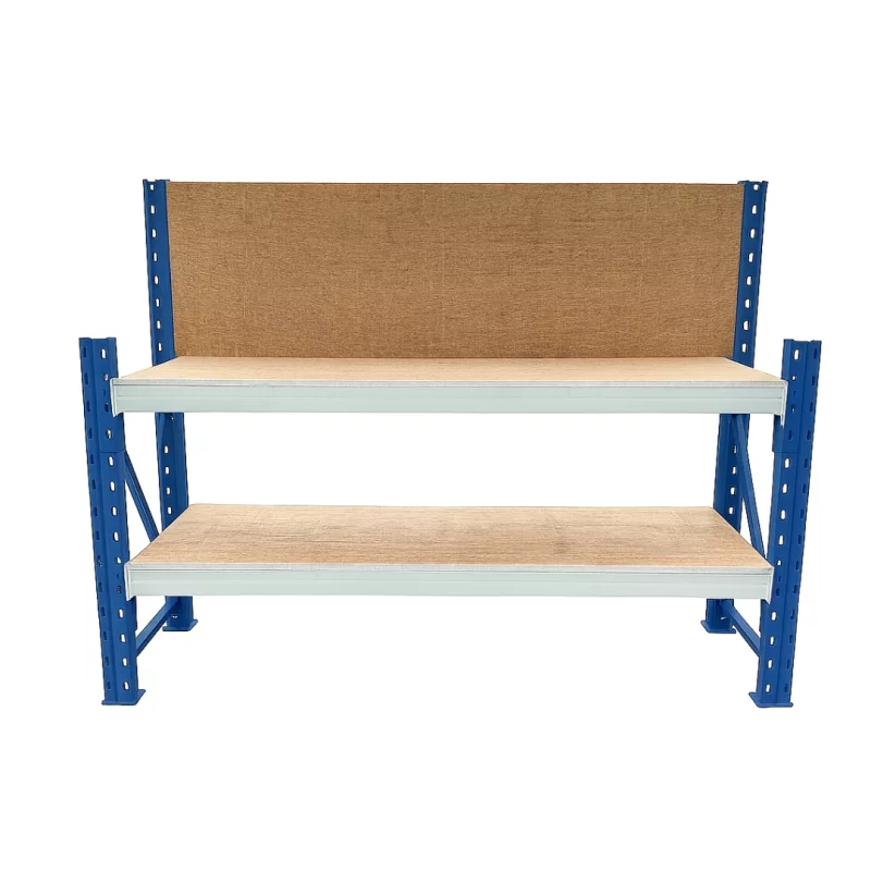 Masa de lucru industriala cu panou din placaj L1000 x D600 x H1000/1500mm -200kg/nivel BLUE & WHITE