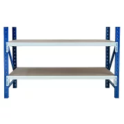 Banco de trabajo industrial de contrachapado (largo x fondo x alto): 1000 mm, 200 kg/nivel, azul y blanco