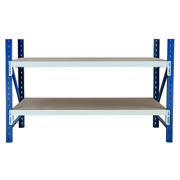 Banco de trabajo industrial de contrachapado (largo x fondo x alto): 1000 mm, 200 kg/nivel, azul y blanco