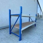 Masa de lucru industriala cu placaj L2000 x D600 x H1000 -200kg/nivel BLUE &amp; WHITE