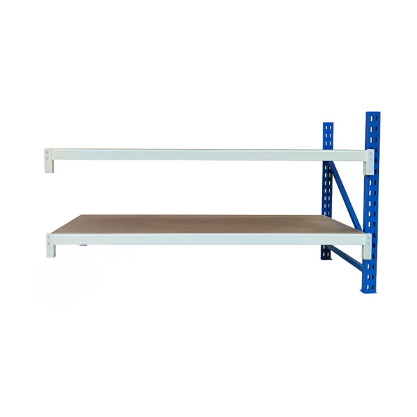 Extensión para banco de trabajo industrial con contrachapado L2000 x P600 x H1000 mm - 200 kg/nivel AZUL Y BLANCO