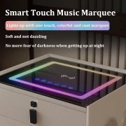 Noptiera inteligenta cu încărcare wireless și iluminare LED –culoare alb, 2 Sertare de depozitare, difuzor Bluetooth