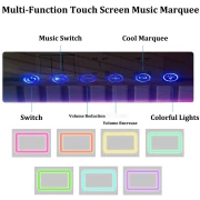 Mesita de noche inteligente con carga inalámbrica e iluminación LED – color: gris antracita, 3 cajones de almacenamiento, altavoz Bluetooth