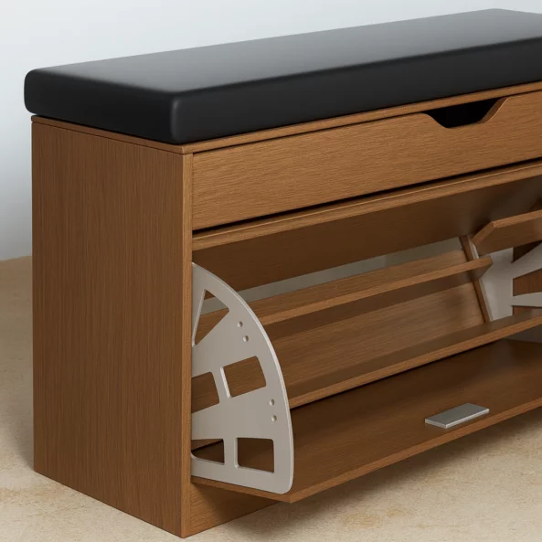 Cipősszekrény paddal – Modern és elegáns design, 100x34x50 cm, barna színben, ideális a rendszerezéshez és kényelemhez