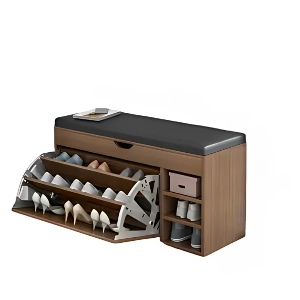 Cipősszekrény paddal – Modern és elegáns design, 100x34x50 cm, barna színben, ideális a rendszerezéshez és kényelemhez