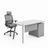 Elegáns irodai szett oldalsó íróasztallal és ergonomikus székkel, deréktámasszal és állítható fejtámlával