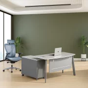 Set birou modern, cu dulap lateral  si scaun de birou ergonomic cu suport lombar, tetiera si cotiera reglabila, calitate premium