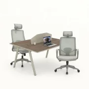 Operatív iroda szett, munkaállomás – 2 munkahely beépített mobil szekrényekkel és ergonomikus, állítható irodai székkel, modern és elegáns design, prémium minőség