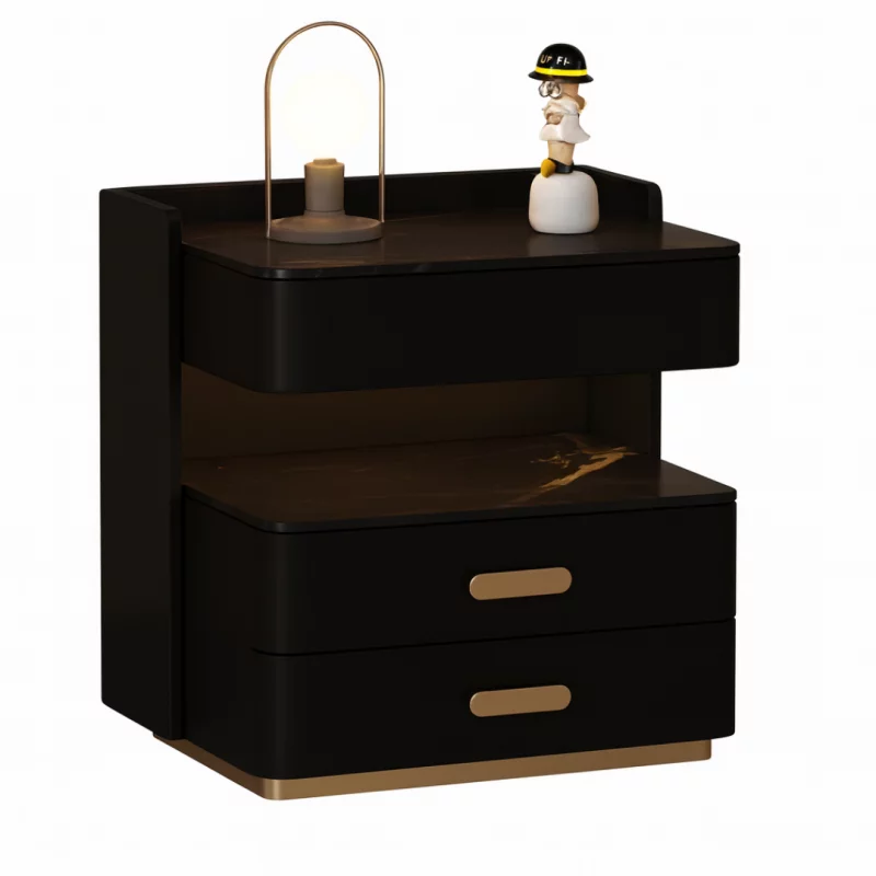 Noptieră inteligentă cu încărcare wireless 15W, iluminare LED cu 3 culori, seif integrat și lumină de noapte cu senzor