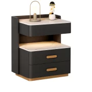 Intelligens éjjeliszekrény 15W vezeték nélküli töltéssel, 3 színű LED világítással, beépített széffel és érzékelős éjszakai fénnyel – antracitszürke szín