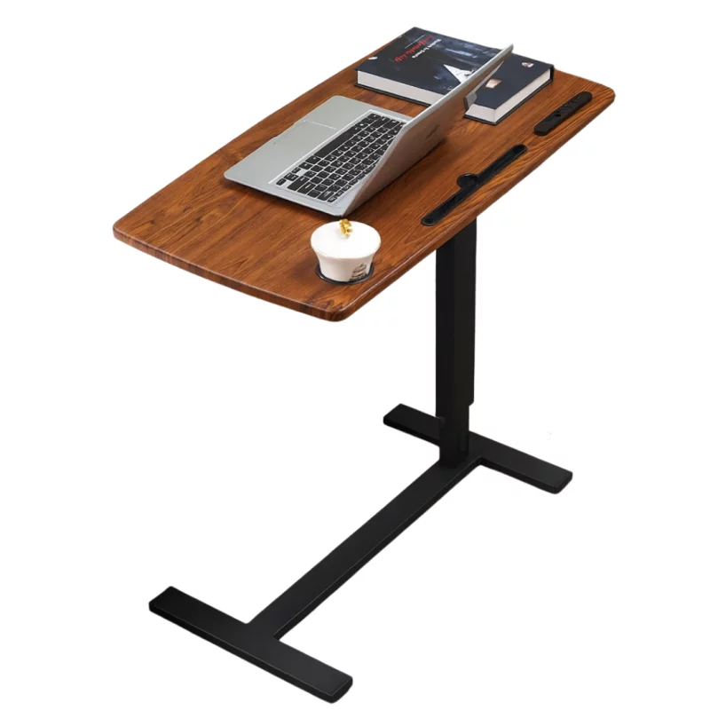 Masă reglabilă pentru laptop cu suport pentru cană și slot – design modern, robustă și multifuncțională-80x40x(66-94)cm-walnut