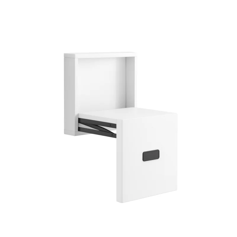 Scaun pliabil de perete din lemn pentru încălțăminte – MDF & oțel, design modern-alb