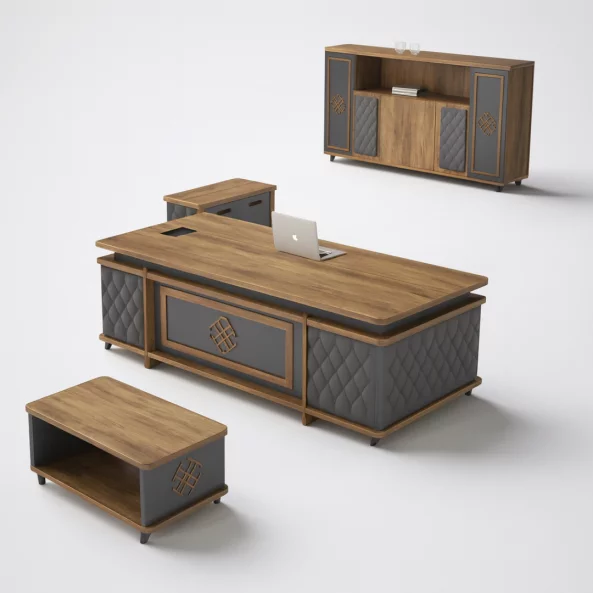 Birou directorial cu dulap lateral mobil-design elegant ,dimensiuni W2400*D1000*H750