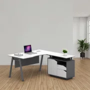 Masă birou pentru colț cu dulap lateral ,picioare metalice ,design modern și elegant ,calitate premium , dimensiuni 1600*800*750