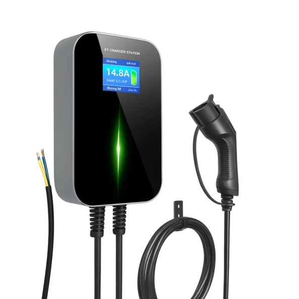 Háromfázisú EV töltőállomás 32A, 22 kW – Bluetooth és LCD kijelzős változat, kábel hossza: 6 m
