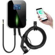 Háromfázisú EV töltőállomás 32A, 22 kW – Bluetooth és LCD kijelzős változat, kábel hossza: 6 m