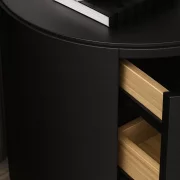 Модерно Многофункционално Нощно Шкафче с 15W Безжично Зареждане, LED Осветление с 3 Цвята и 3 Чекмеджета за Съхранение – ЧЕРЕН