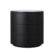 Модерно Многофункционално Нощно Шкафче с 15W Безжично Зареждане, LED Осветление с 3 Цвята и 3 Чекмеджета за Съхранение – ЧЕРЕН