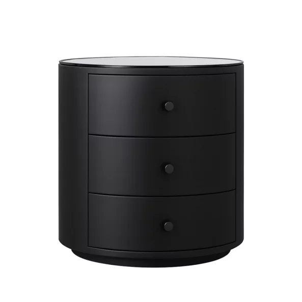 Модерно Многофункционално Нощно Шкафче с 15W Безжично Зареждане, LED Осветление с 3 Цвята и 3 Чекмеджета за Съхранение – ЧЕРЕН