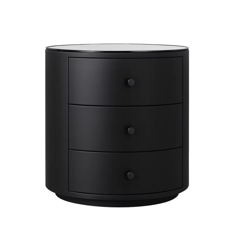 Noptieră Modernă Multifuncțională cu Încărcare Wireless 15W, Iluminare LED în 3 Culori și 3 Sertare de Depozitare-BLACK