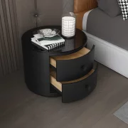 Noptieră Modernă Multifuncțională cu Încărcare Wireless, Iluminare LED și Sistem de Securitate cu Amprentă-BLACK