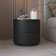 Noptieră Modernă Multifuncțională cu Încărcare Wireless, Iluminare LED și Sistem de Securitate cu Amprentă-BLACK