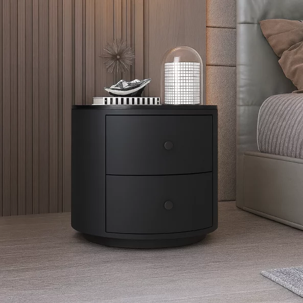 Noptieră Modernă Multifuncțională cu Încărcare Wireless, Iluminare LED și Sistem de Securitate cu Amprentă-BLACK