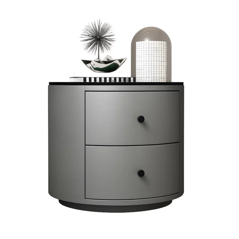 Noptieră Modernă Multifuncțională cu Încărcare Wireless, Iluminare LED și Sistem de Securitate cu Amprentă-LIGHTGRAY