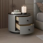 Noptieră Modernă Multifuncțională cu Încărcare Wireless, Iluminare LED și Sistem de Securitate cu Amprentă-LIGHTGRAY