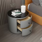 Noptieră Modernă Multifuncțională cu Încărcare Wireless, Iluminare LED și Sistem de Securitate cu Amprentă-LIGHTGRAY