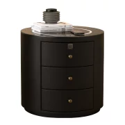 Модерно мултифункционално нощно шкафче с безжично зареждане, RGB LED и заключване с пръстов отпечатък – ЧЕРНО