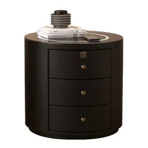 Modern multifunkcionális éjjeliszekrény vezeték nélküli töltéssel, RGB LED-del és ujjlenyomat-zárral – FEKETE