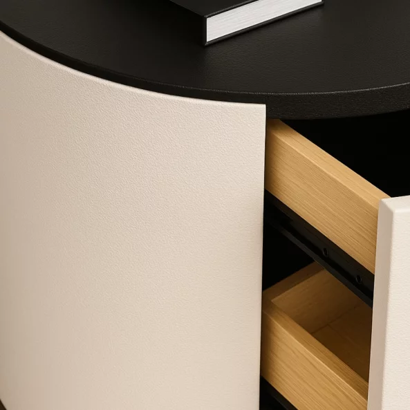 Модерно мултифункционално нощно шкафче с безжично зареждане, RGB LED и заключване с пръстов отпечатък – БЯЛО