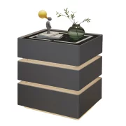 Modern éjjeliszekrény 15W vezeték nélküli töltéssel, 3 színű LED-világítással és 3 tárolófiókkal – SÖTÉTSZÜRKE