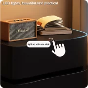 Интелигентно нощно шкафче с LED осветление и 2 чекмеджета - ЧЕРНО