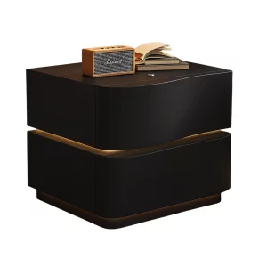 Интелигентно нощно шкафче с LED осветление и 2 чекмеджета - ЧЕРНО