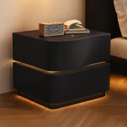 Интелигентно нощно шкафче с LED осветление и 2 чекмеджета - ЧЕРНО